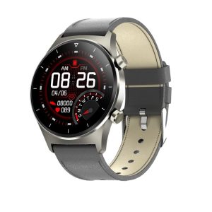 E13 1.28 inch IPS Color Screen Smart Watch, IP68 Waterproof, Leather Watchband, Support Heart Rate Monitoring / Blood Pressure Monitoring / Blood Oxygen Monitoring / Sleep Monitoring (Gold)