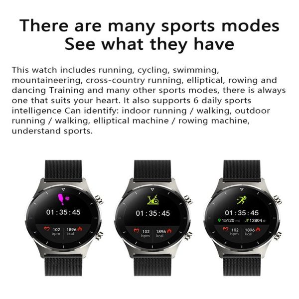 E13 1.28 inch IPS Color Screen Smart Watch, IP68 Waterproof, Leather Watchband, Support Heart Rate Monitoring / Blood Pressure Monitoring / Blood Oxygen Monitoring / Sleep Monitoring (Gold) - Image 13