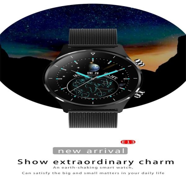 E13 1.28 inch IPS Color Screen Smart Watch, IP68 Waterproof, Leather Watchband, Support Heart Rate Monitoring / Blood Pressure Monitoring / Blood Oxygen Monitoring / Sleep Monitoring (Gold) - Image 3