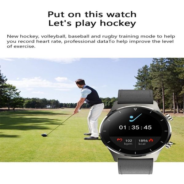E13 1.28 inch IPS Color Screen Smart Watch, IP68 Waterproof, Leather Watchband, Support Heart Rate Monitoring / Blood Pressure Monitoring / Blood Oxygen Monitoring / Sleep Monitoring (Gold) - Image 7