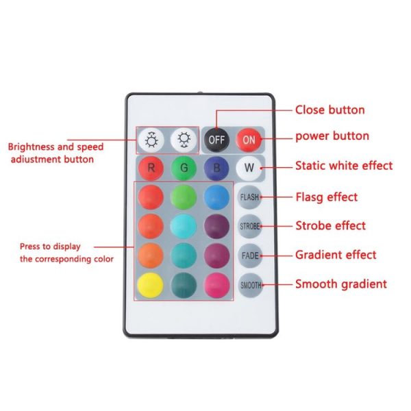 Bluetooth LED RGB Controller with 24 Keys Infrared Controller for 5630 5050 3528 2835 LED Strip, DC 5-24V - Image 5