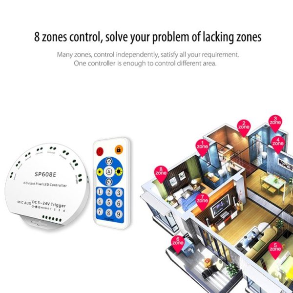SP608E Dual Signal Output Mobile APP Control Bluetooth LED Controller Kit for WS2812B WS2811 1903 1804 Pixel LED Strip, DC5V~24V - Image 4