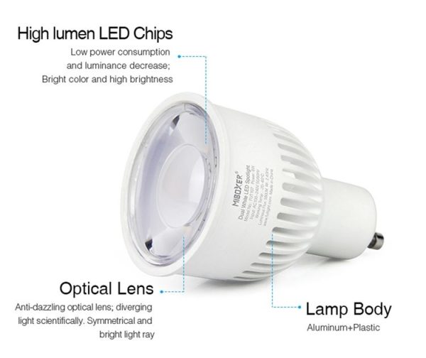 FUT107 GU10 6W Double White CCT LED Bulb Spotlight For Bedroom And Living Room - Image 2