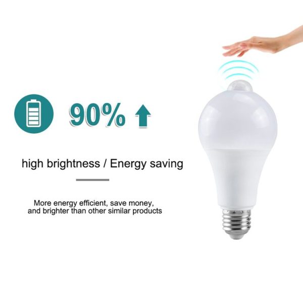 LED Light Waterproof Motion Sensor Infrared Sensor E27 LED Sensor Bulb White Light - Image 4