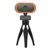 C11 2K Picture Quality HD Without Distortion 360 Degrees Rotate Built-in Microphone Sound Clear Webcams with Tripod (Orange)