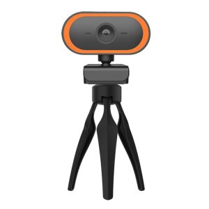 C11 2K Picture Quality HD Without Distortion 360 Degrees Rotate Built-in Microphone Sound Clear Webcams with Tripod (Orange)