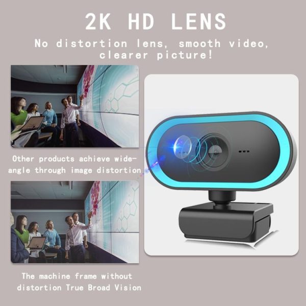 C11 2K Picture Quality HD Without Distortion 360 Degrees Rotate Built-in Microphone Sound Clear Webcams with Tripod (Orange) - Image 6