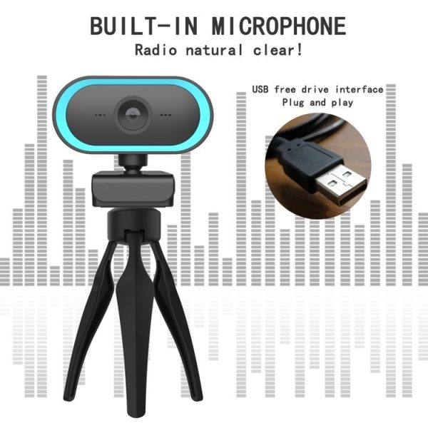 C11 2K Picture Quality HD Without Distortion 360 Degrees Rotate Built-in Microphone Sound Clear Webcams with Tripod (Orange) - Image 8