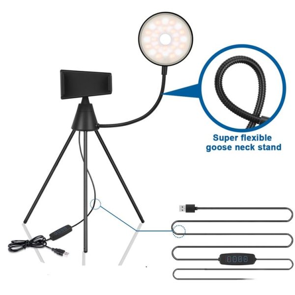 NS-08 Makeup Live Selfie Fill Ring Light Photography LED Dimmable Ring Lamp with Phone Tripod Stand Holder - Image 2