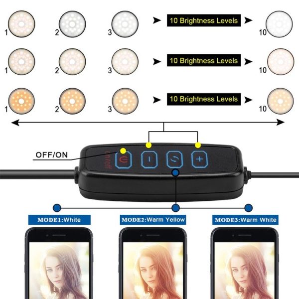 NS-08 Makeup Live Selfie Fill Ring Light Photography LED Dimmable Ring Lamp with Phone Tripod Stand Holder - Image 3