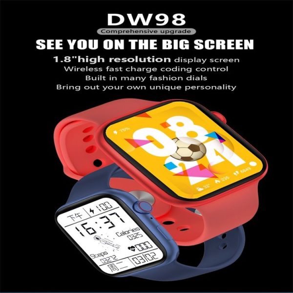 DW98 1.8inch Color Screen Smart Watch IP67 Waterproof, Support Bluetooth Call / Heart Rate Monitoring / Blood Pressure Monitoring / Sleep Monitoring (Blue) - Image 3