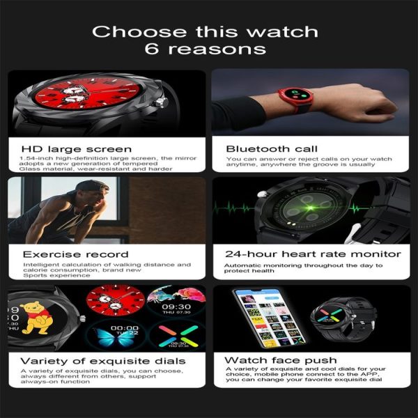 DT10 1.54inch Color Screen Smart Watch IP67 Waterproof, Support Bluetooth Call / Heart Rate Monitoring / Blood Pressure Monitoring / Blood Oxygen Monitoring / Sleep Monitoring (Black) - Image 4