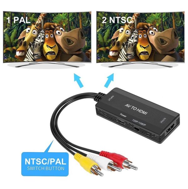 AV to HDMI Converter 3 CVBS RCA Adapter, Supports PAL NTSC 1080P - Image 3