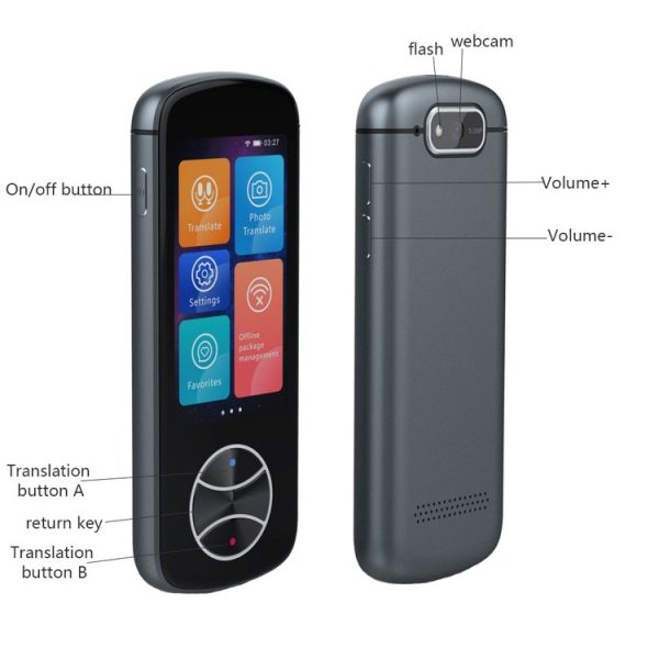 V10 3.0 inch Touch Screen Smart Translator 107 Languages with Offline Translation / Photo Translation (Black) - Image 2