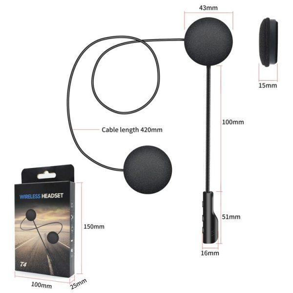 T4 Motorcycle Helmet Bluetooth Headsets BT 5.0 Stereo Automatically Connect to Support SIRI - Image 11