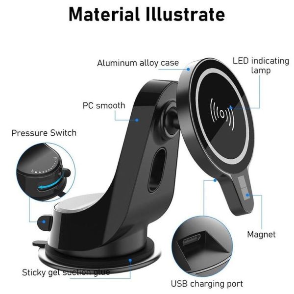WH-10D Magnetic Wireless Car Phone Charger 15w Phone Magnetic Holder - Image 5