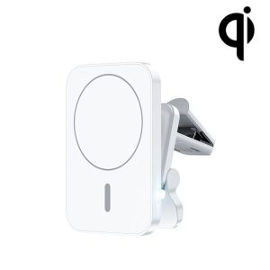 W-987 Magnetic Suction 15W Wireless Charger Car Air Outlet Bracket for iPhone and other Smart Phones (White)