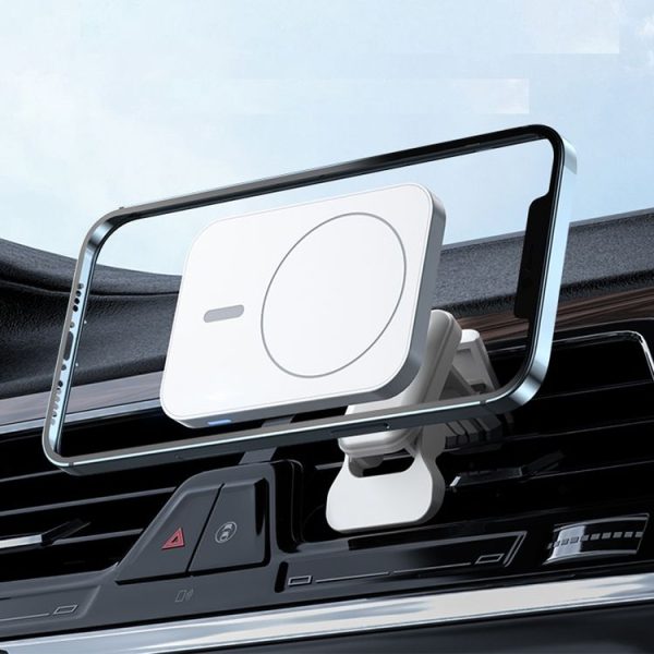 W-987 Magnetic Suction 15W Wireless Charger Car Air Outlet Bracket for iPhone and other Smart Phones (White) - Image 2