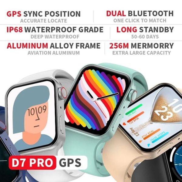 D7 Pro Max 1.77 inch Waterproof Smart Watch, NFC, GPS Position / Bluetooth Call / Heart Rate / Blood Pressure / Blood Oxygen Sleep Monitoring (Black) - Image 4