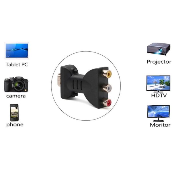 Gold-plated HDMI Male to 3 RCA Video Audio Adapter AV Component Converter for DVD Projector - Image 4