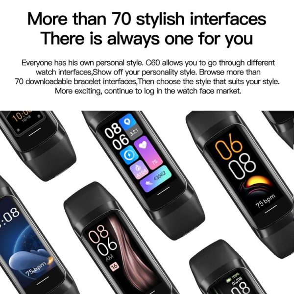 C60 IP67 Waterproof 1.1 inch Smart Fitness Band (Purple) - Image 3
