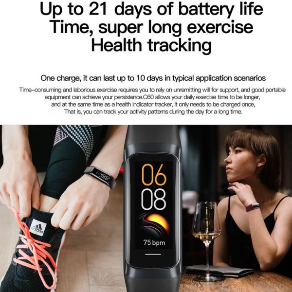 C60 IP67 Waterproof 1.1 inch Smart Fitness Band (Purple) - Image 4