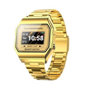 KW18 IP67 0.96 inch Steel Watchband Color Screen Smart Watch (Gold)