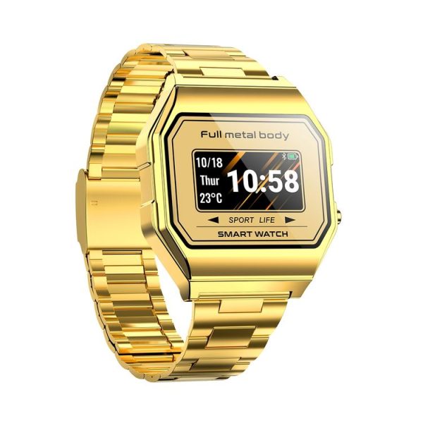 KW18 IP67 0.96 inch Steel Watchband Color Screen Smart Watch (Gold) - Image 2