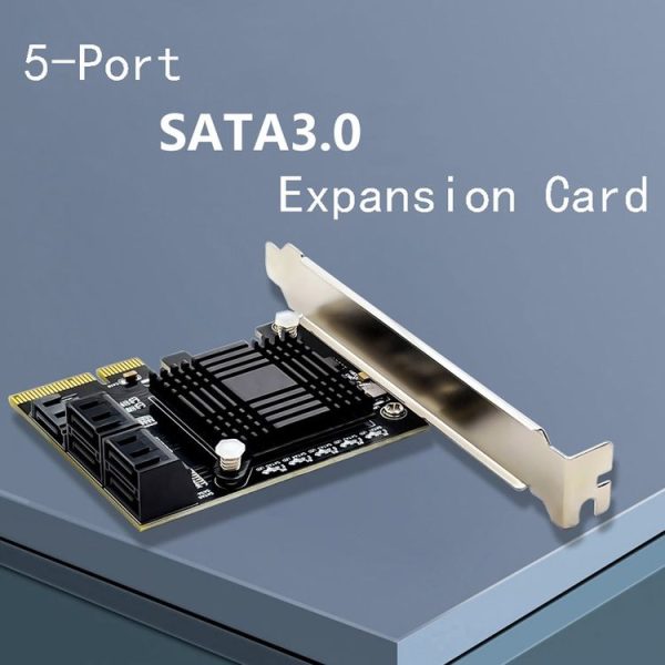 5 Ports SATA 3.0 to PCIe Chip 4X Gen 3 Expansion Card with Heatsink - Image 3