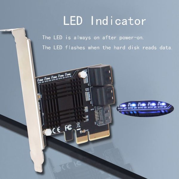 5 Ports SATA 3.0 to PCIe Chip 4X Gen 3 Expansion Card with Heatsink - Image 4