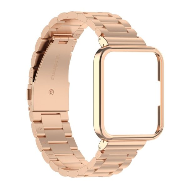 Xiaomi Redmi Watch 2 2 in 1 Three-bead Metal Watch Band with Watch Frame (Rose Gold)