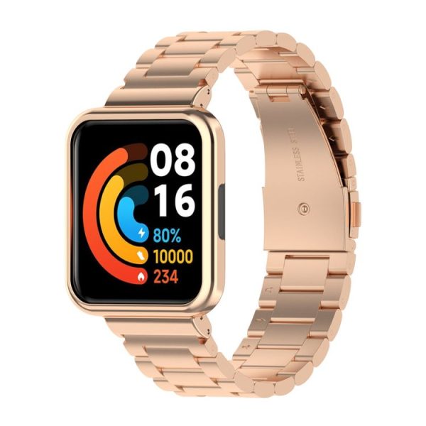Xiaomi Redmi Watch 2 2 in 1 Three-bead Metal Watch Band with Watch Frame (Rose Gold) - Image 4