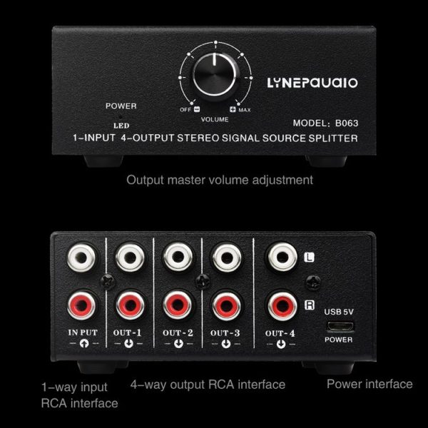 1 In 4 Out Audio Frequency Signal Distribute Device Non Consumption Output RCA Interface - Image 7