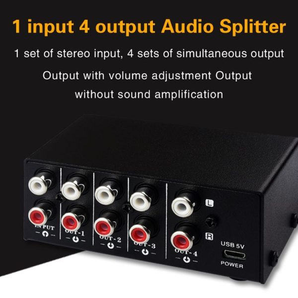 1 In 4 Out Audio Frequency Signal Distribute Device Non Consumption Output RCA Interface - Image 8