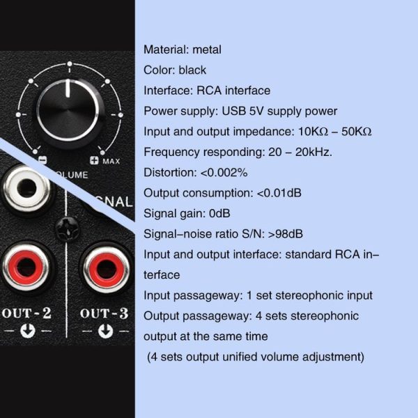 1 In 4 Out Audio Frequency Signal Distribute Device Non Consumption Output RCA Interface - Image 9