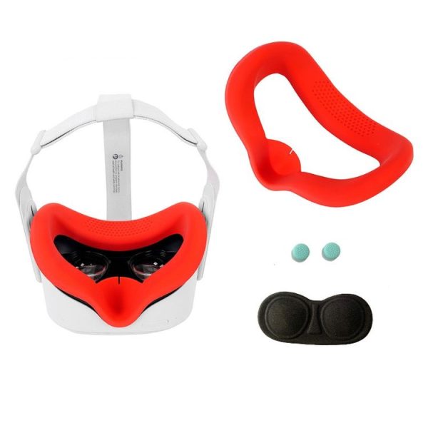 JD-391215 Suitable for Oculus Quest2 Generation VR Eye Mask Silicone Cover + Lens Cover Set (Navy blue) - Image 2