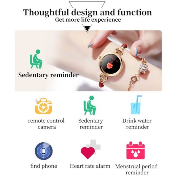 GT01 1.09 inch Color Screen Smart Watch, Support Heart Rate / Blood Pressure Monitoring (Rose Gold White) - Image 9