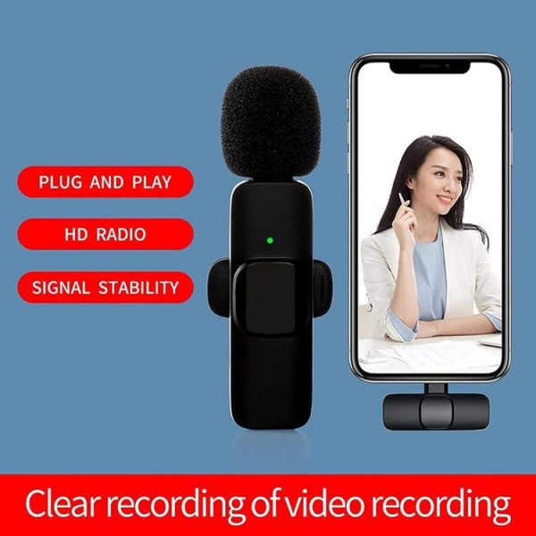 K9 2 in 1 Wireless Clip-on Auto Noise Cancelling Live Mini Microphone, Port: Type-C - Image 3