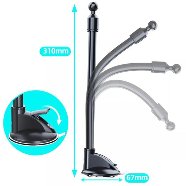 A190+X35 Car Phone Holder Windshield Sucker Mount Bendable Long Arm Stand - Image 4