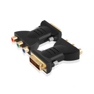 Gold Plated DVI-I 24+5 Male to 3 RCA Gold-plated Video Audio AV Component Converter