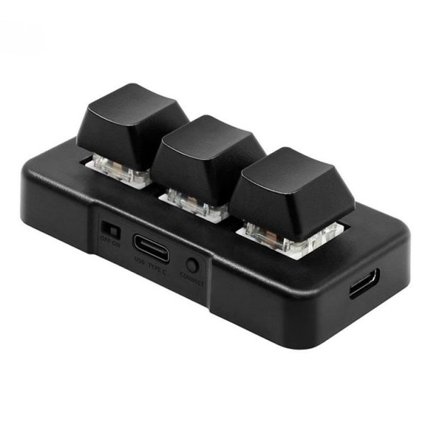 MK321BT Bluetooth 5.1 3 Keys Custom Keys Game Office PS Clip Macro Programming Keypad (Black)