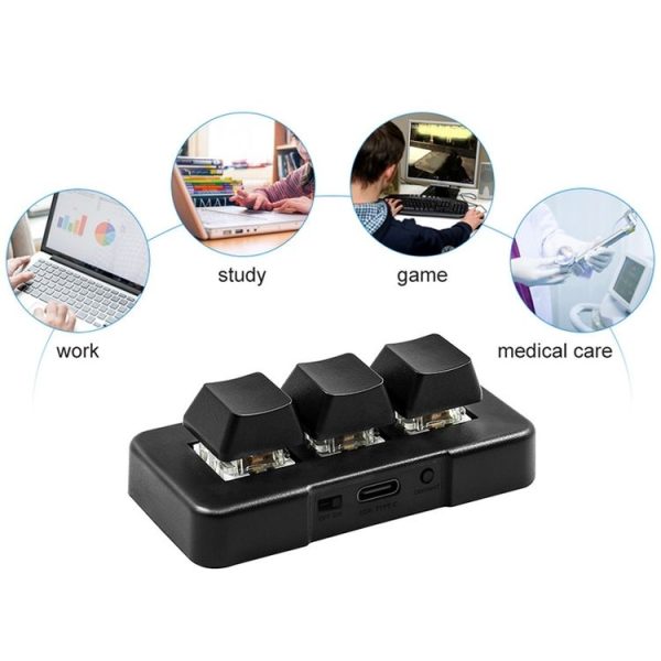 MK321BT Bluetooth 5.1 3 Keys Custom Keys Game Office PS Clip Macro Programming Keypad (Black) - Image 3