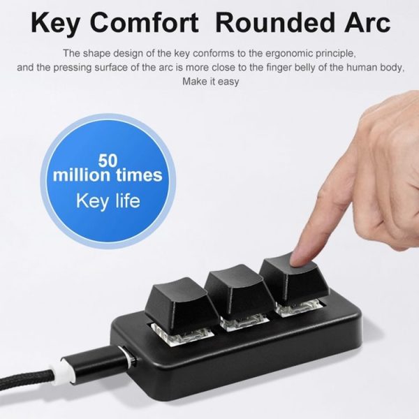 MK321BT Bluetooth 5.1 3 Keys Custom Keys Game Office PS Clip Macro Programming Keypad (Black) - Image 5