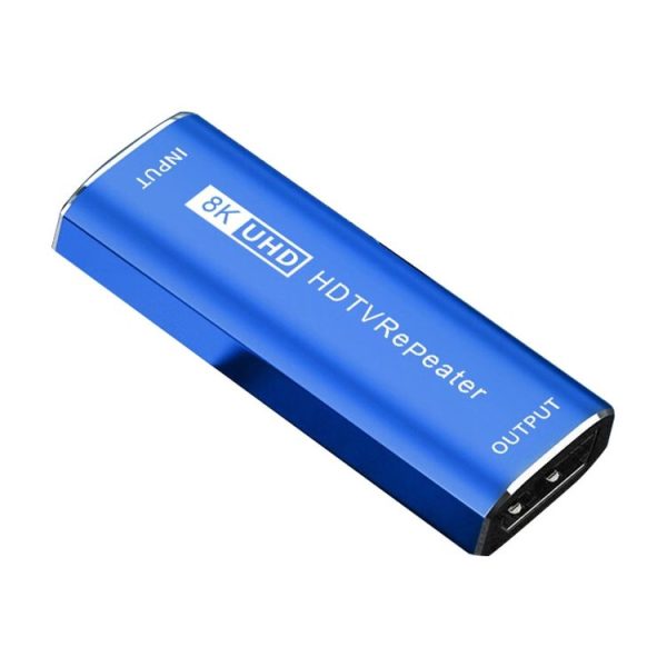 JUNSUNMAY 8K 30m HDMI Adapter Signal Amplifier HDMI Repeater Extender (Blue)