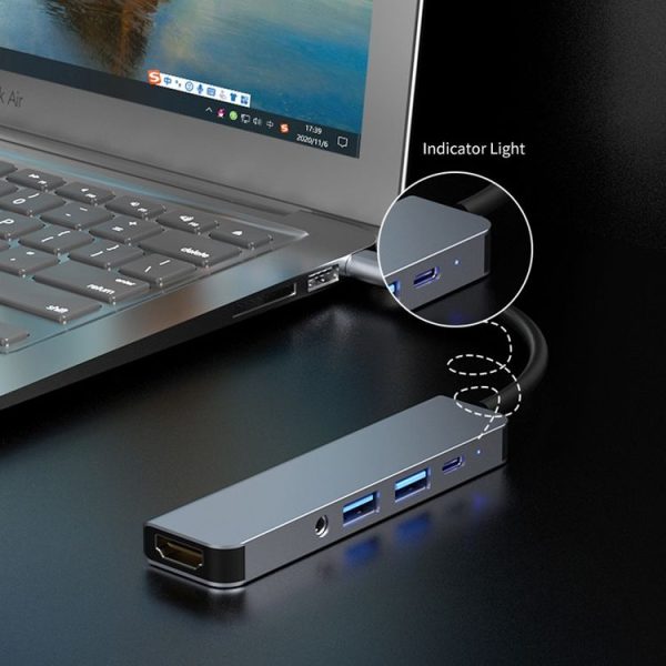 ENKAY Hat-Prince 5 in 1 Type-C Hub 4K HDMI Converter Docking Station 3.5mm Audio Jack Adapter - Image 6