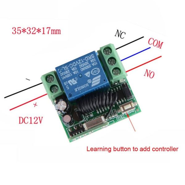 12V 10A RF Wireless Remote Control Switch 1CH Relay Receiver - Image 9