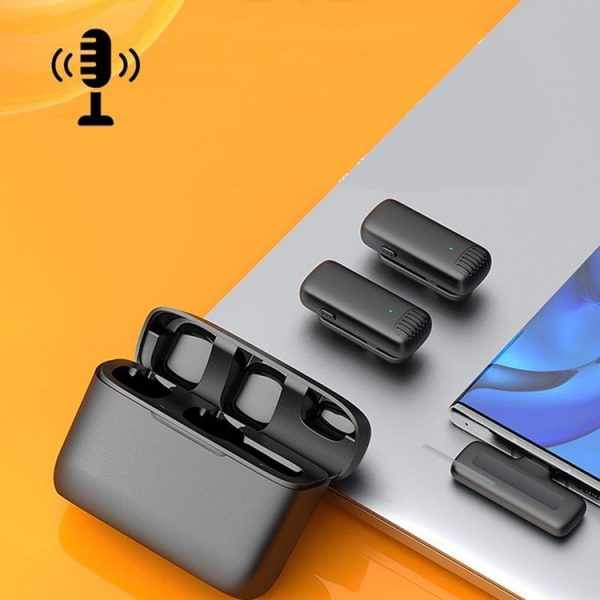 One by Two Wireless Lavalier Microphones with Charging Case, Port: 8 Pin - Image 2