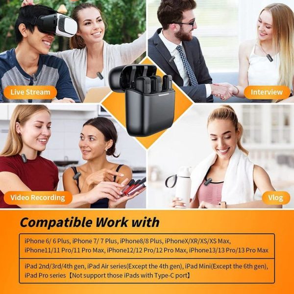 One by Two Wireless Lavalier Microphones with Charging Case, Port: 8 Pin - Image 6