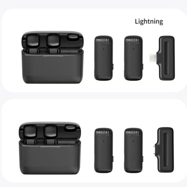 One by Two Wireless Lavalier Microphones with Charging Case, Port: 8 Pin - Image 7