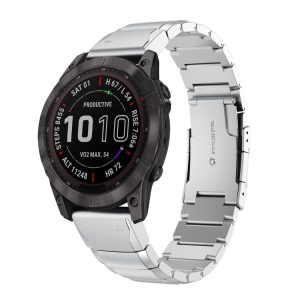 Garmin Fenix 7X 26mm Tortoise Shell Stainless Steel Watch Band (Sliver)